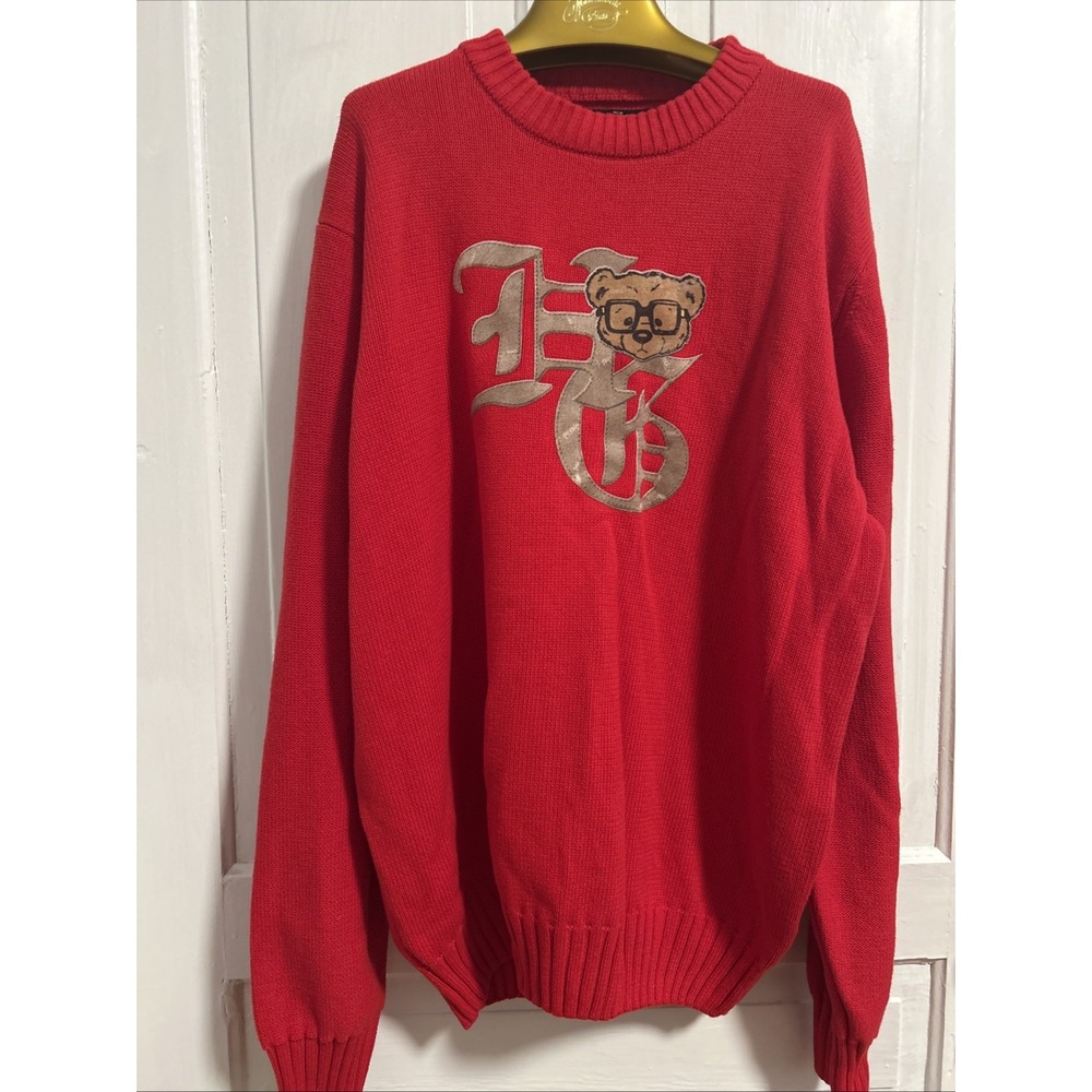 New Hustle Gang Mens  Sweater 2XL Red‎ Waffle Knit